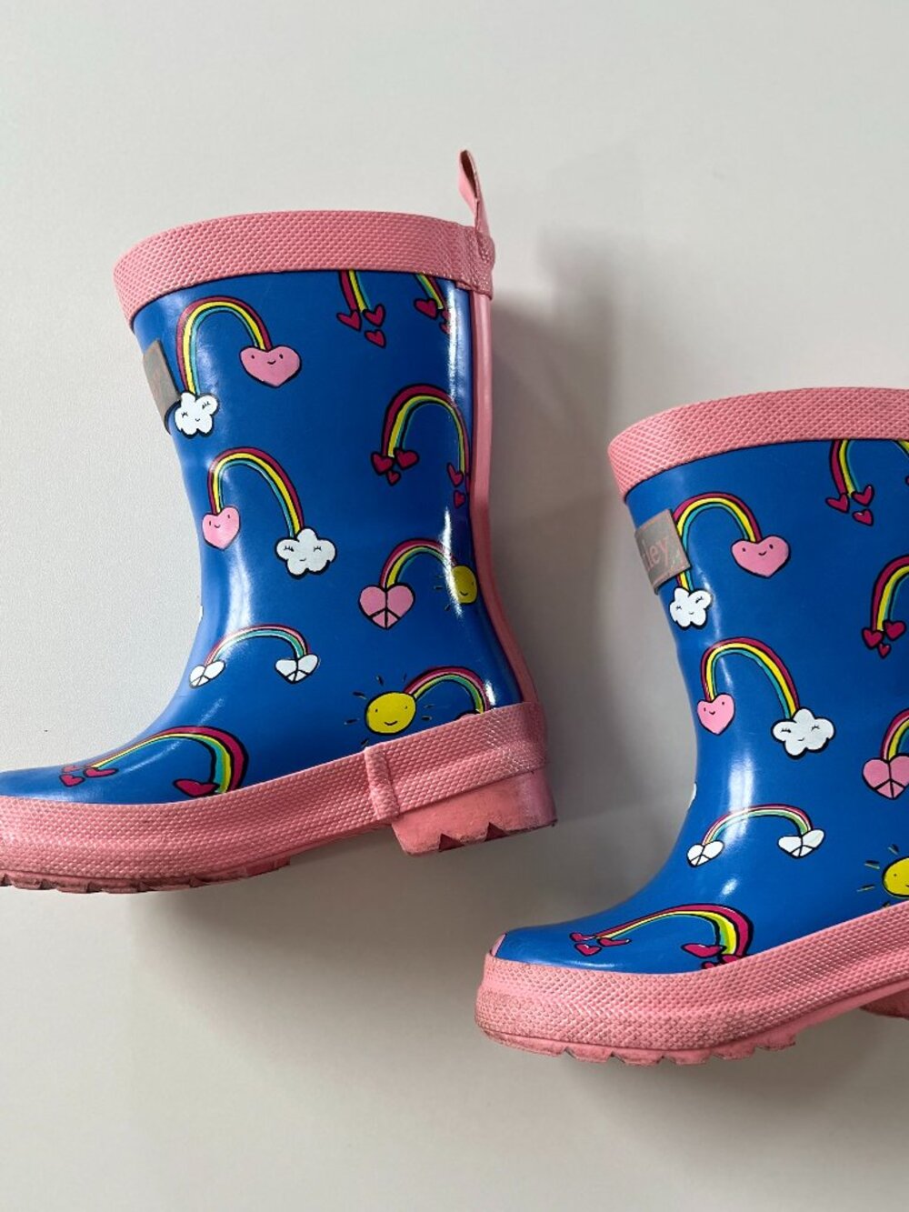 Toddler girls, size 6, blue rainbow AOP rainboots, Hatley, excellent condition